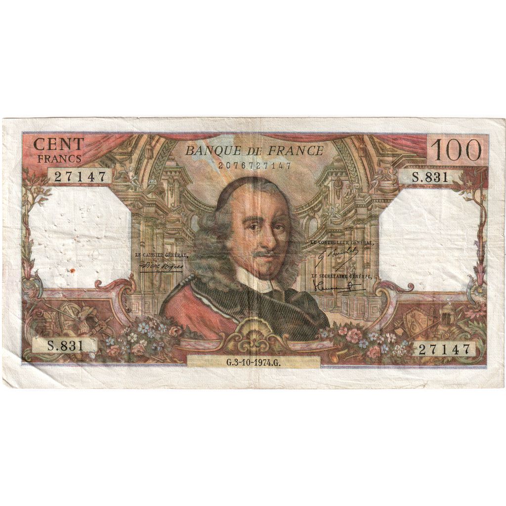 France, 100 Francs, Corneille, 1974-10-03, S.831, EF(40-45)