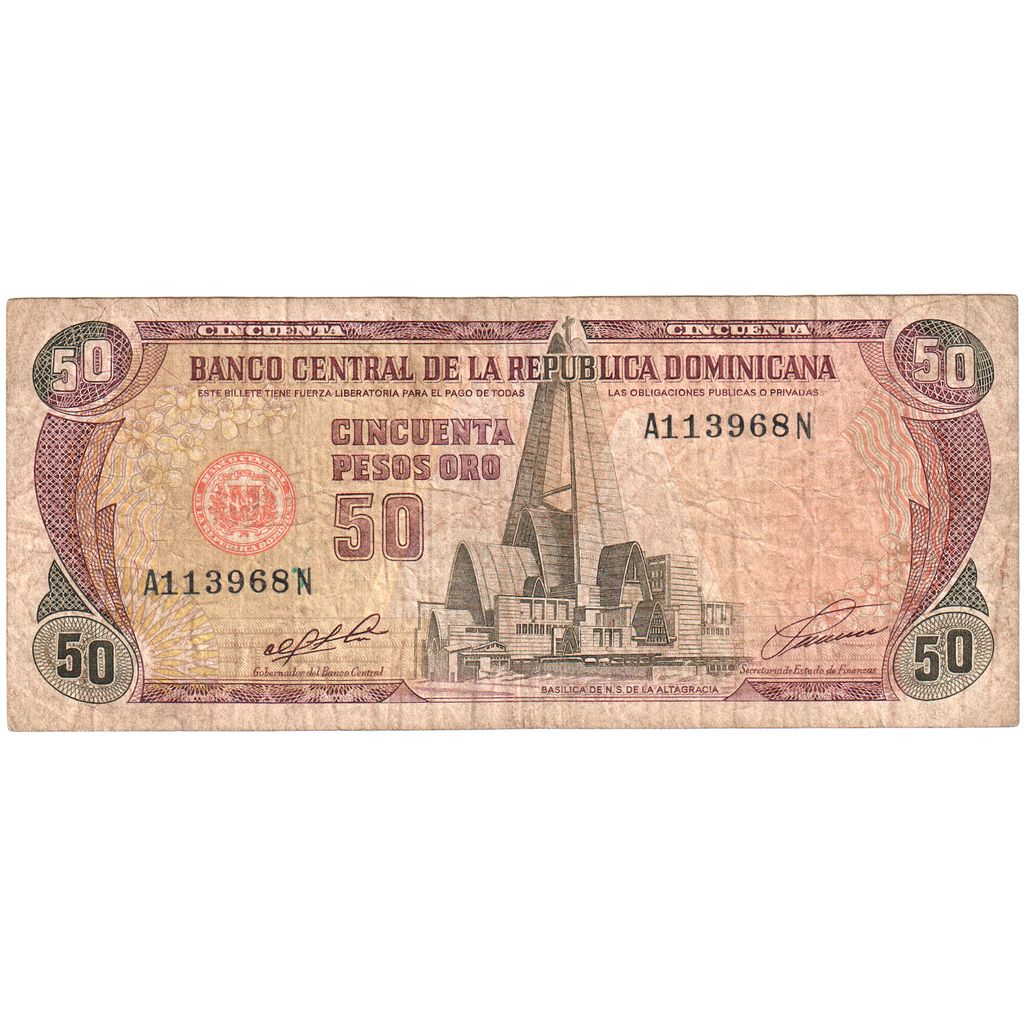 Dominican Republic, 50 Pesos Oro, 1994, KM:149a, 1995, VG(8-10)