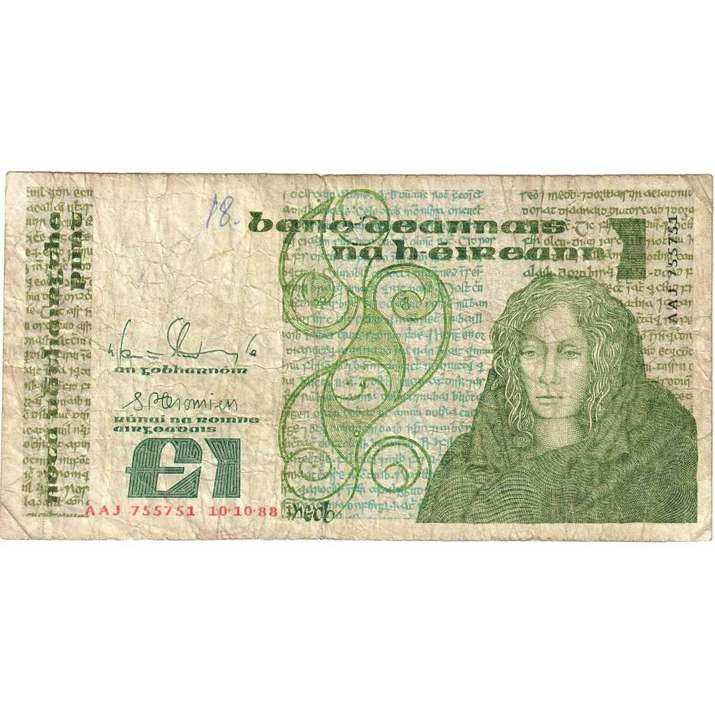 Ireland - Republic, 1 Pound, 1988-10-10, S