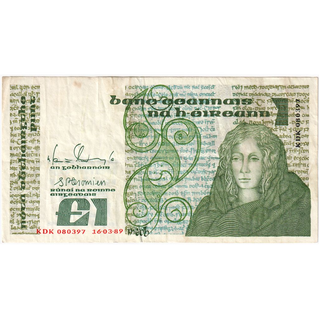 Ireland - Republic, 1 Pound, 1989-03-16, EF(40-45)