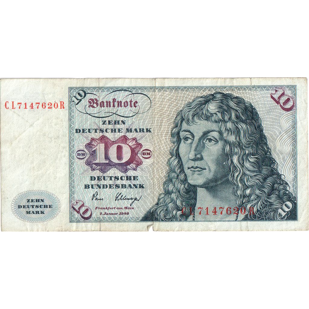 GERMANIA - REPUBBLICA FEDERALE, 10 Deutsche Mark, 1980-01-02, MB+