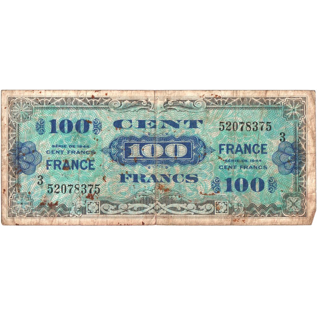 Frankrijk, 100 Francs, 1944, TB, Fayette:25.3, KM:123a