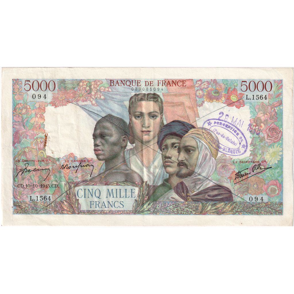 Frankreich, 5000 Francs, Empire Français, 1945-10-10, L.1564, SS