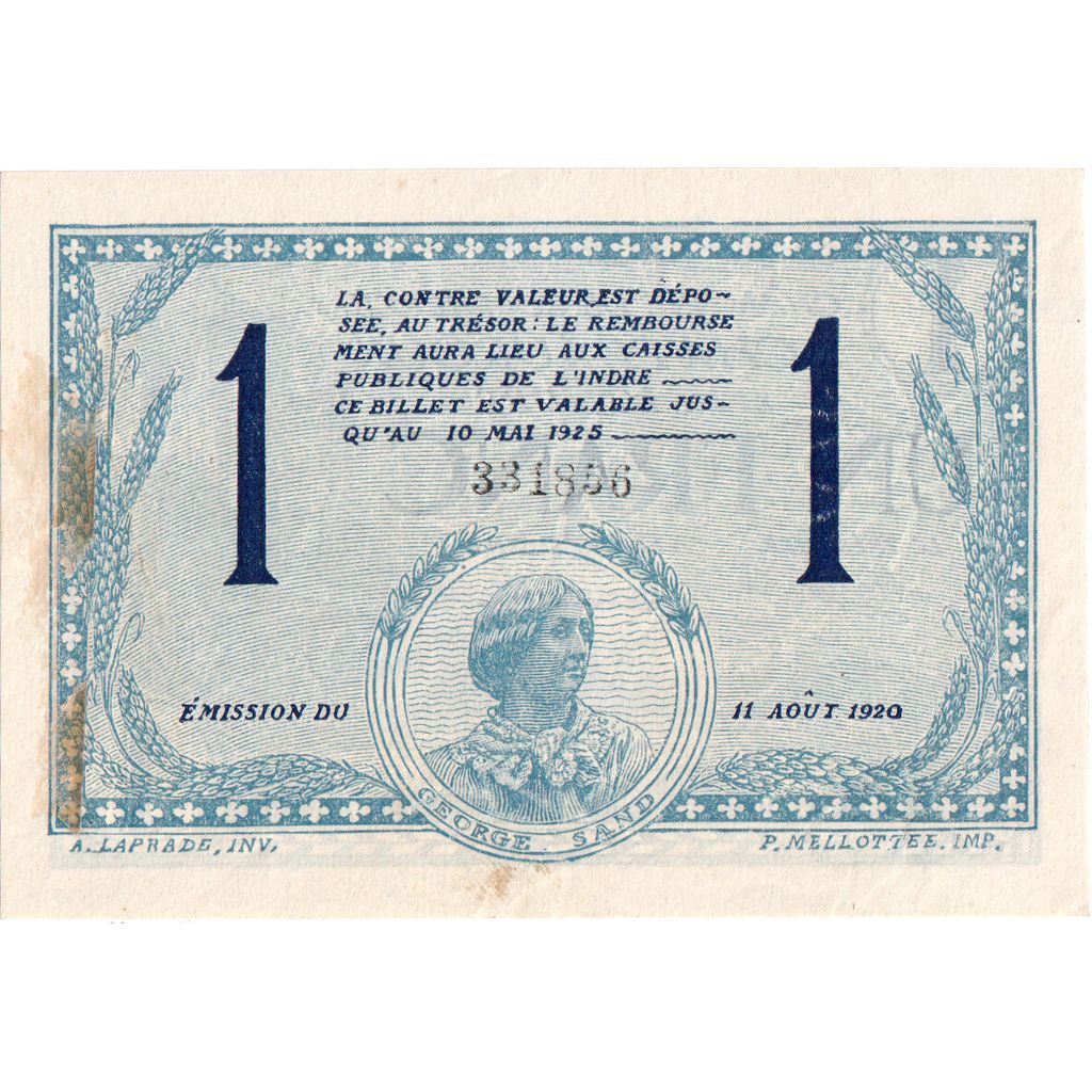 Francia, 1 Franc, 1920-08-11, Chateauroux, BB