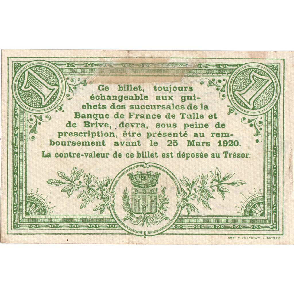 Francia, 1 Franc, 1915-03-25, 36101, CORREZE, MBC