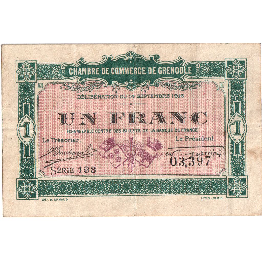 Francia, 1 Franc, 1916-09-14, MB+, Pirot:63-6