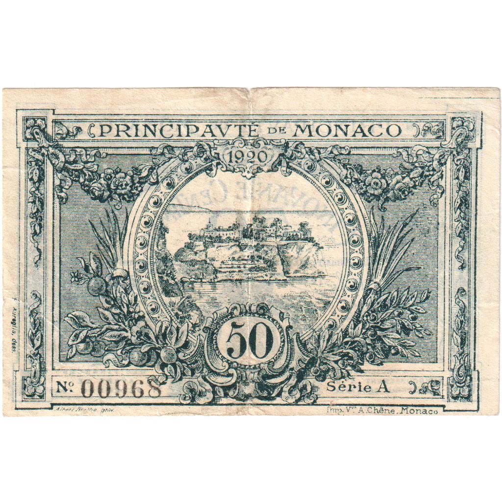 Monaco, 50 Centimes, 1920-03-20, TTB