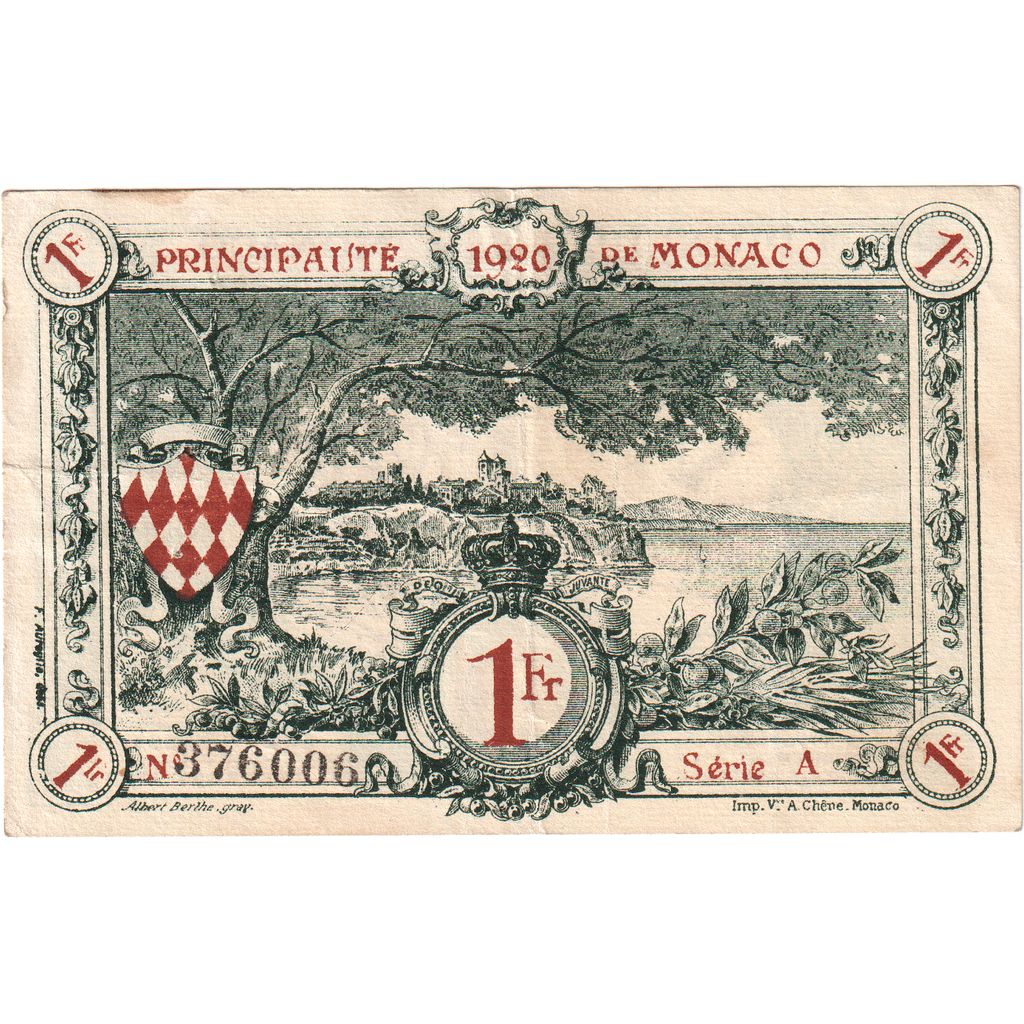 Monaco, 1 Franc, 1920-03-20, VF(30-35)
