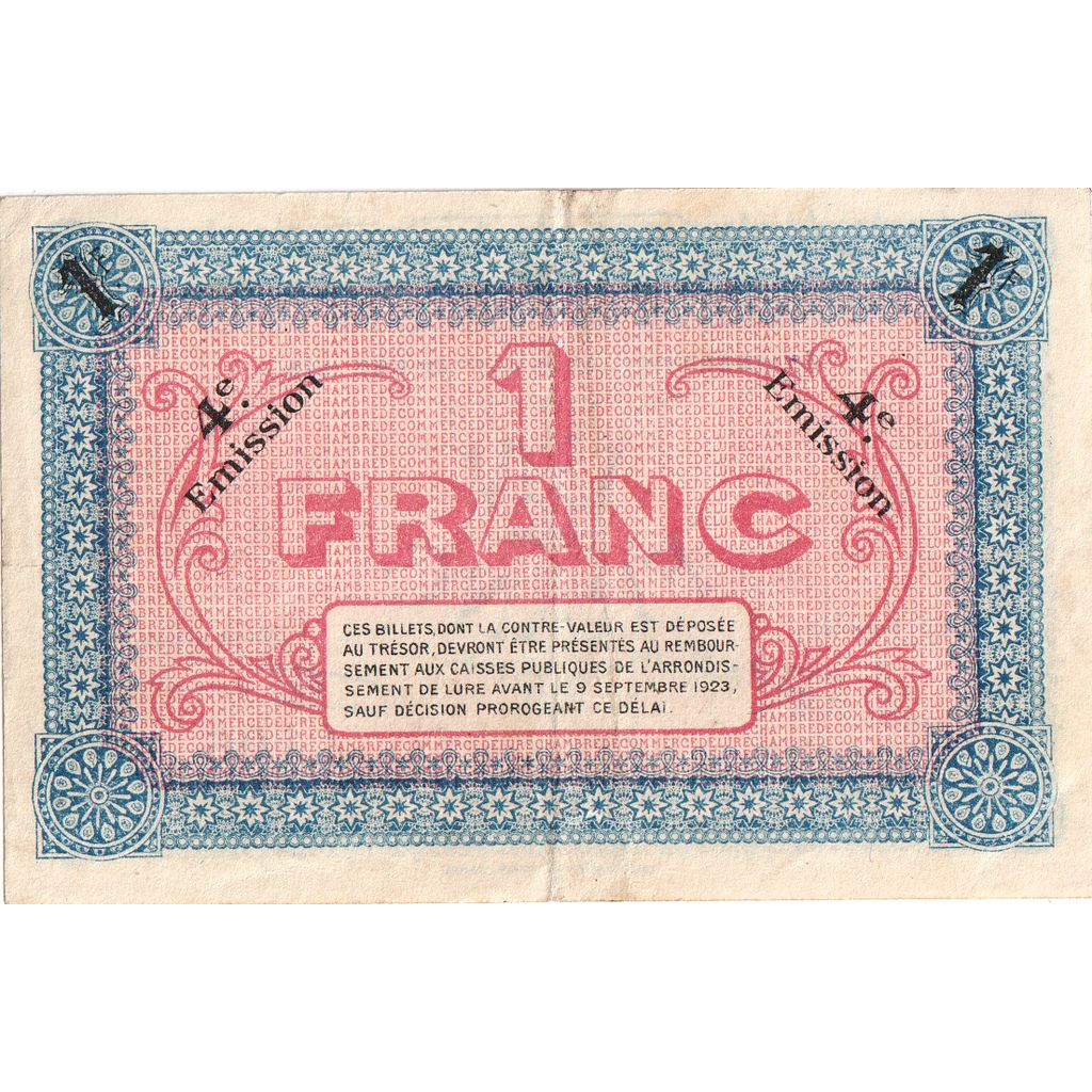 Francia, 1 Franc, Pirot 77-1, 1918-10-09, SERIE RH 8, LURE, BB