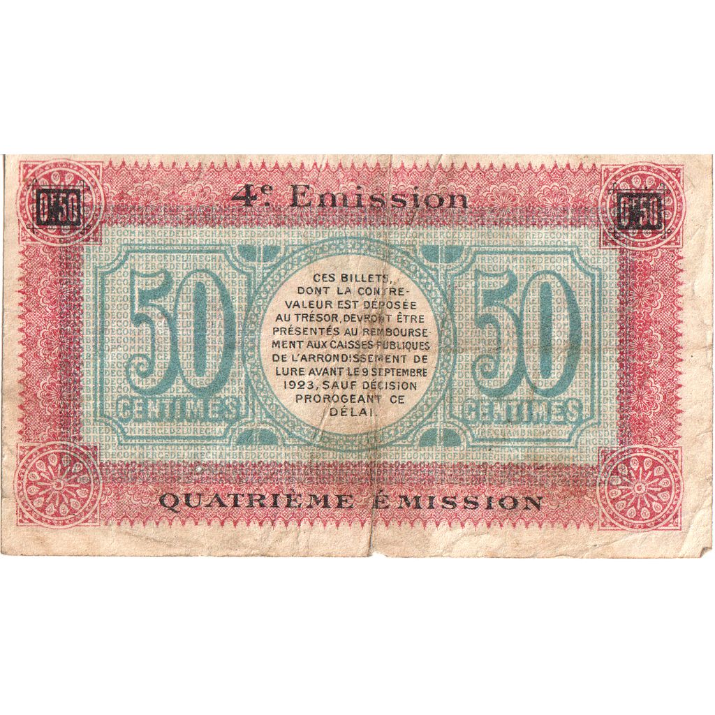 Frankreich, Lure, 50 Centimes, 1918-09-09, Chambre de Commerce, S+, Pirot:76-24