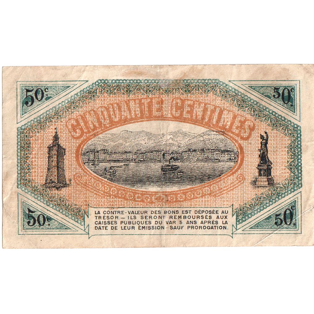 França, 50 Centimes, 1916-06-19, Annulé sans trous, EF(40-45), Pirot:121-1