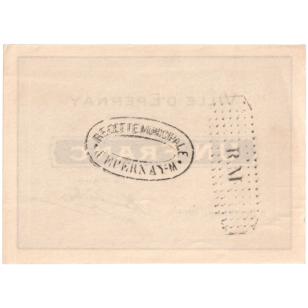 Frankrijk, Epernay, 1 Franc, 1914-09-05, Bon Municipal., SPL, Pirot:51-16