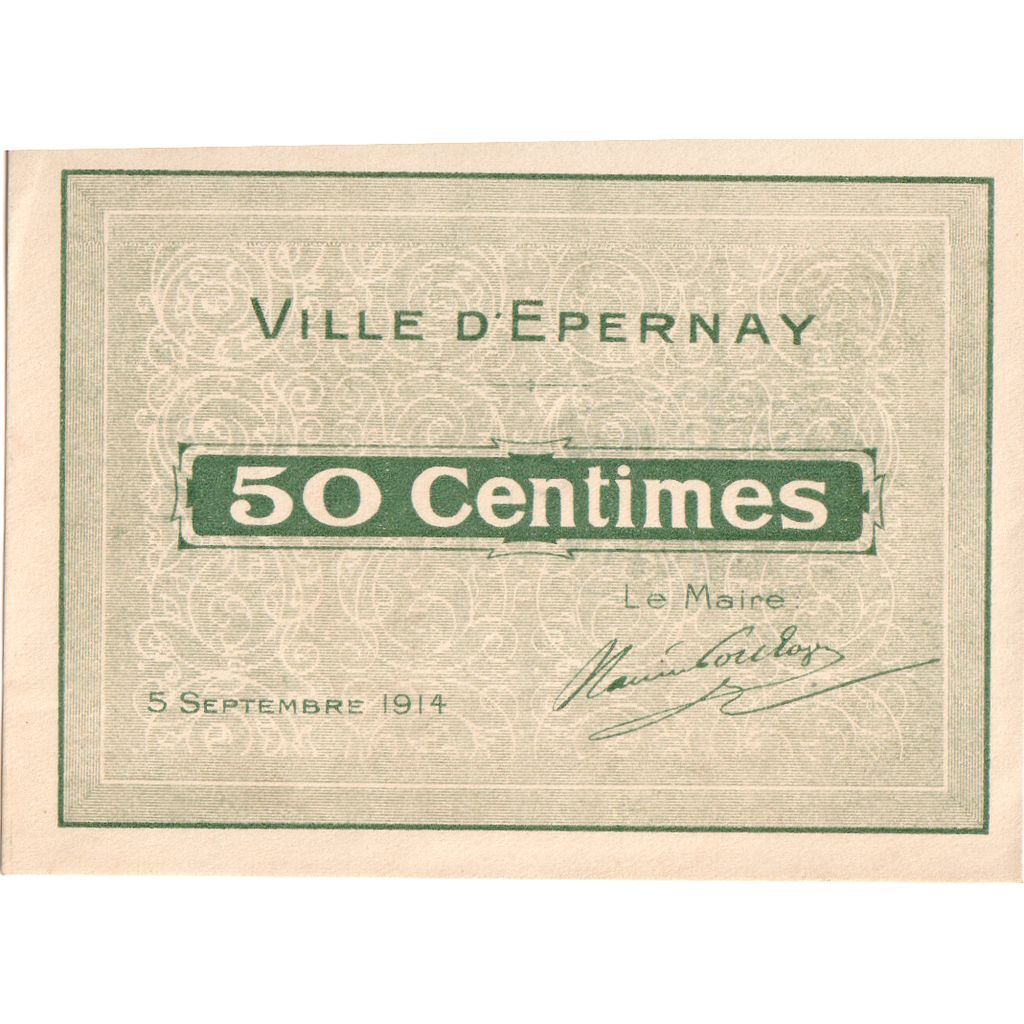 France, Epernay, 50 Centimes, 1914-09-05, Bon Municipal., SUP, Pirot:51-15