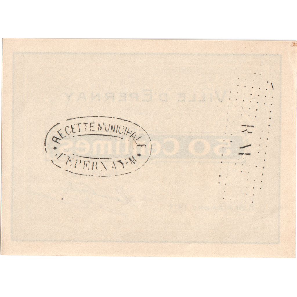 France, Epernay, 50 Centimes, 1914-09-05, Bon Municipal., SUP, Pirot:51-15