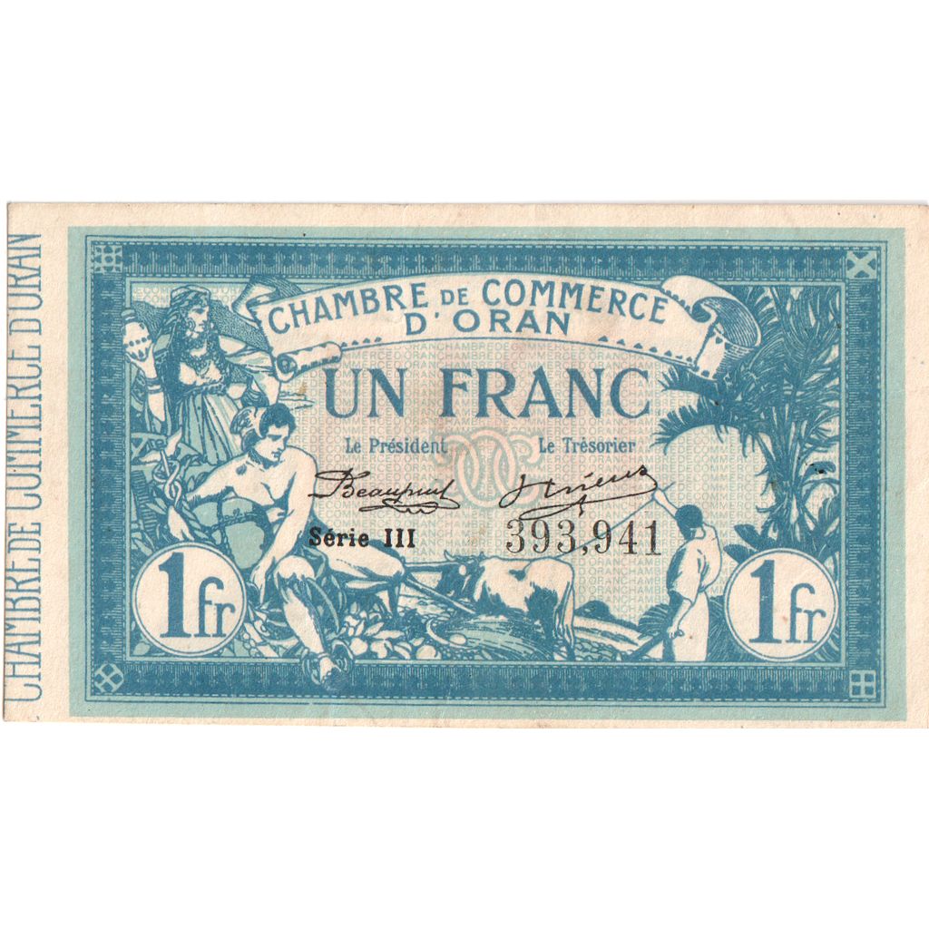 Algeria, Oran, 1 Franc, 1915-11-10, BB