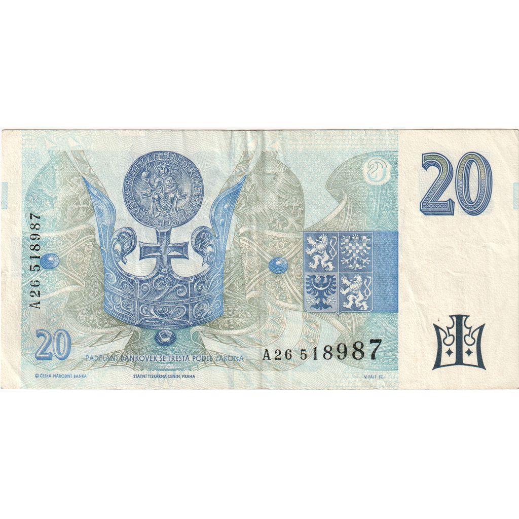 Czech Republic, 20 Korun, 1994, KM:10a, UNC(65-70)