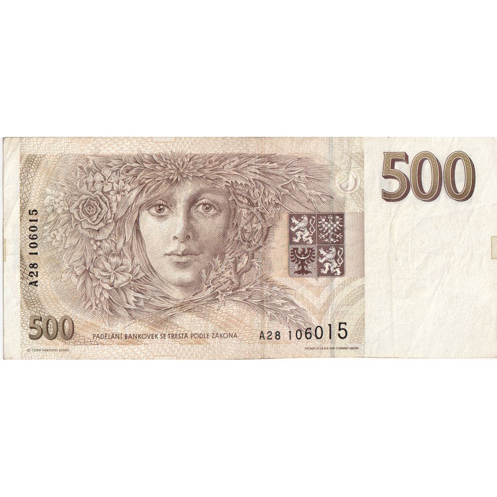 Banconote, Repubblica Ceca, 500 Korun, 1993, KM:7a, BB