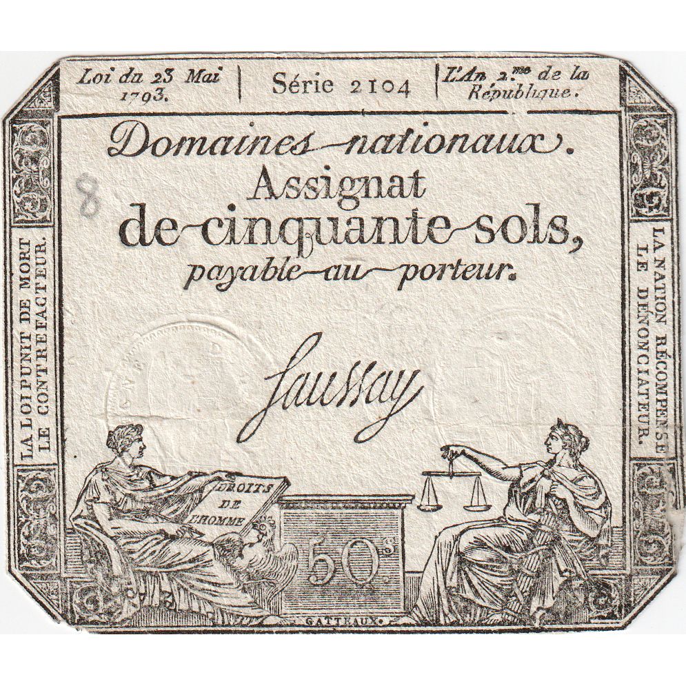 France, 50 Sols, 23.5.1793, SERIE 2104, EF(40-45)