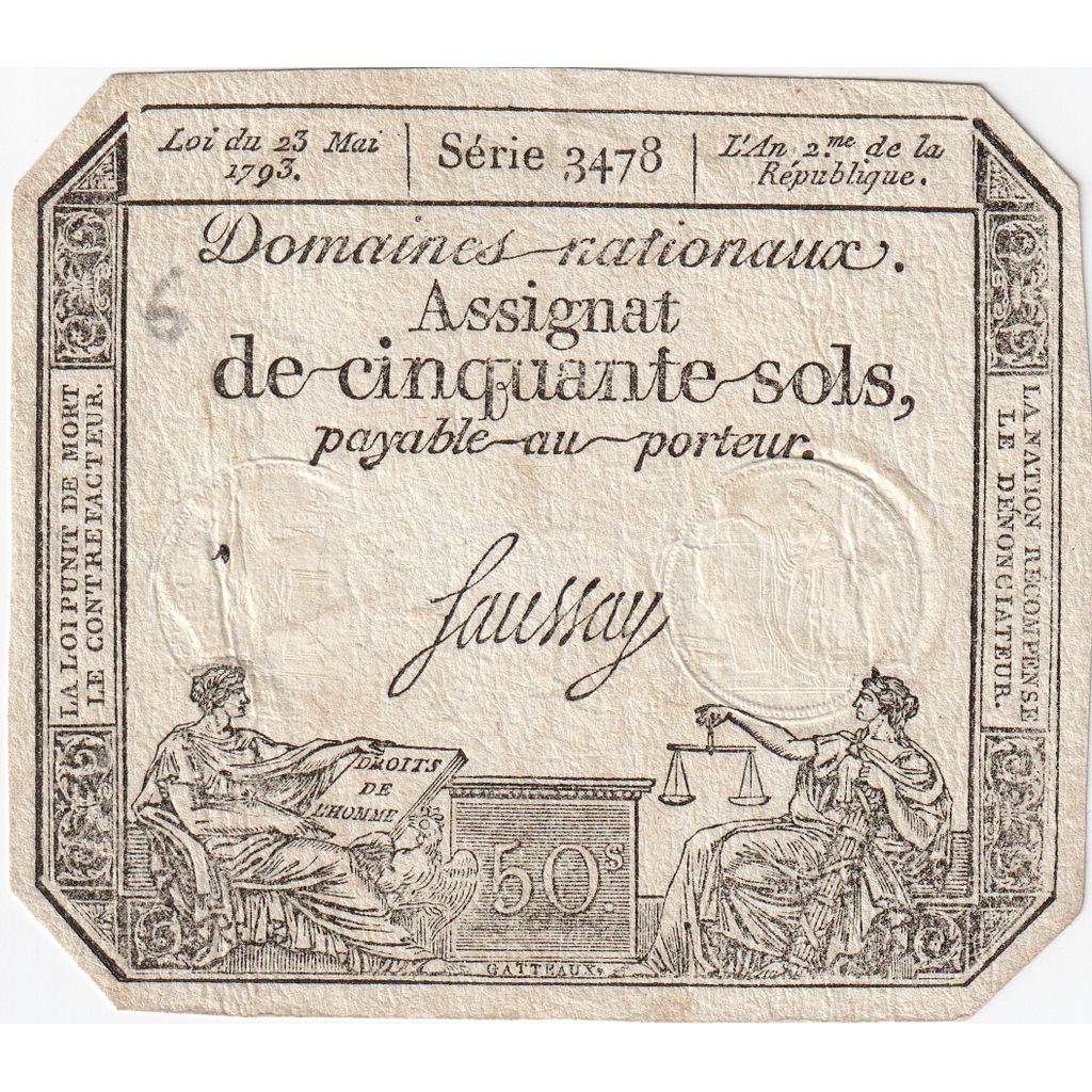 France, 50 Sols, 23.5.1793, SERIE 3478, TTB
