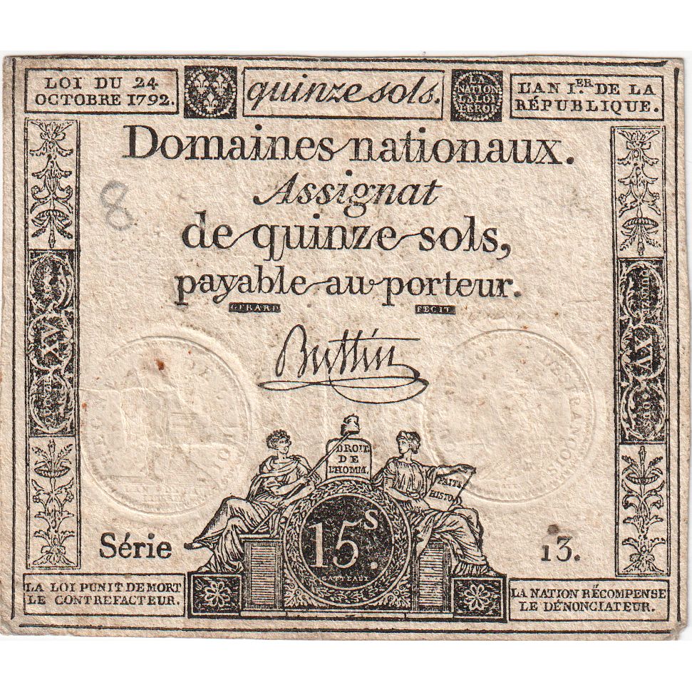 France, 15 Sols, SERIE 13, VF(30-35)