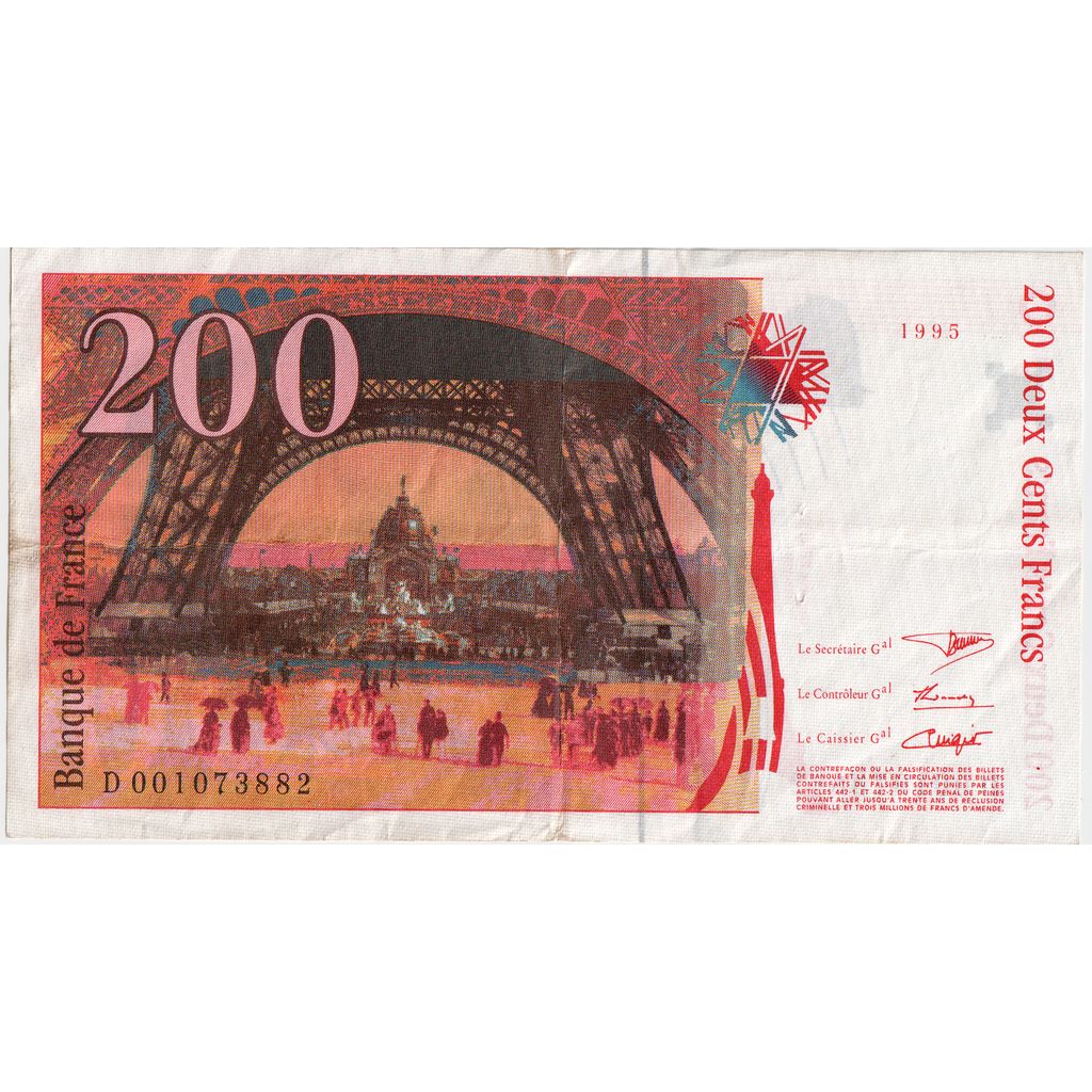 Frankrijk, 200 Francs, Eiffel, Undated (1996), D001073882, TTB