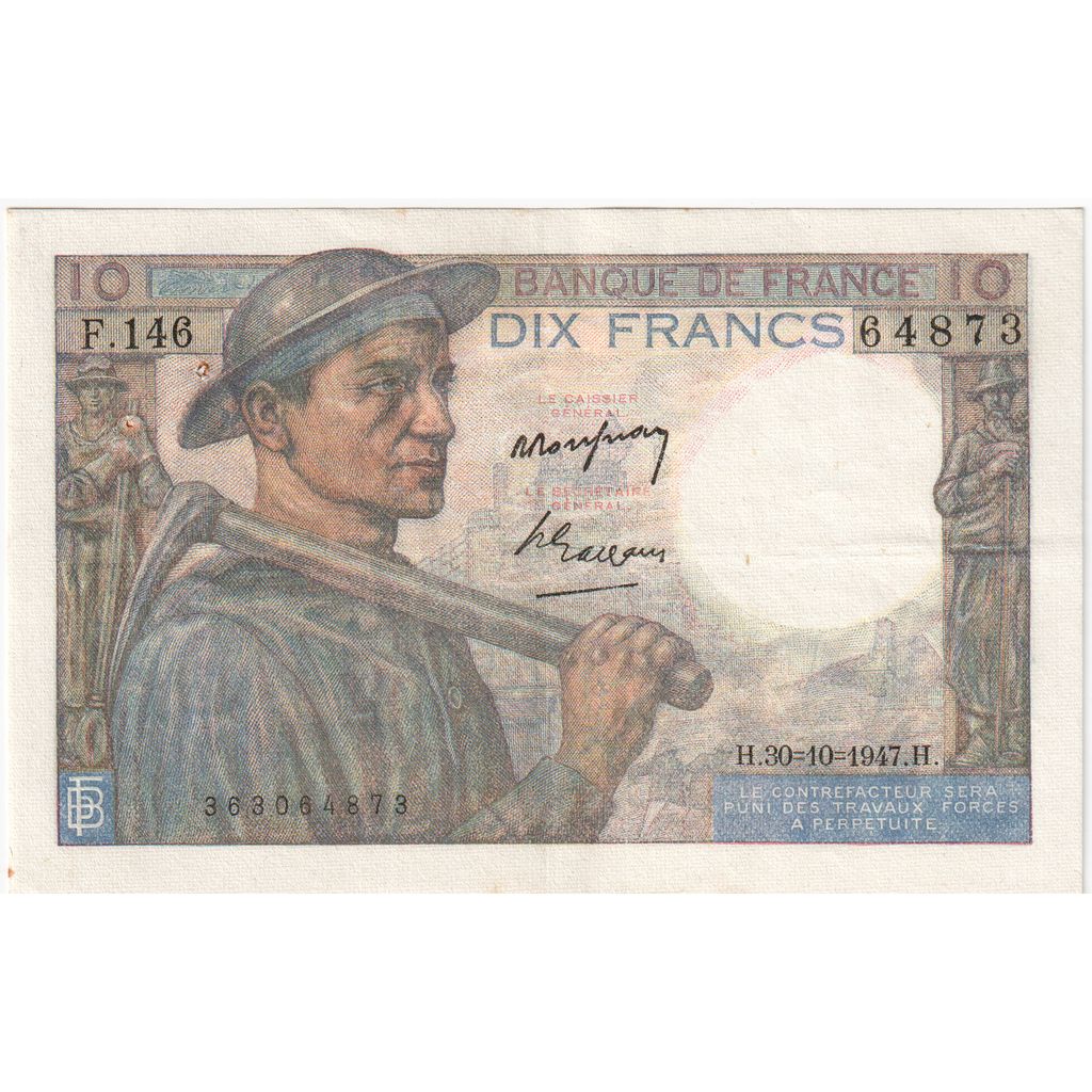France, 10 Francs, Mineur, 1947-10-30, F.146, SUP