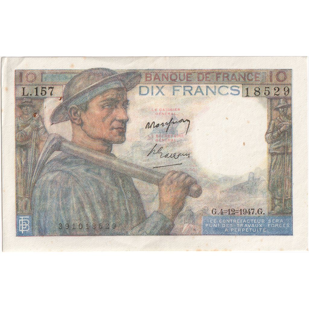 France, 10 Francs, Mineur, 1947-12-04, L.157, AU(55-58)
