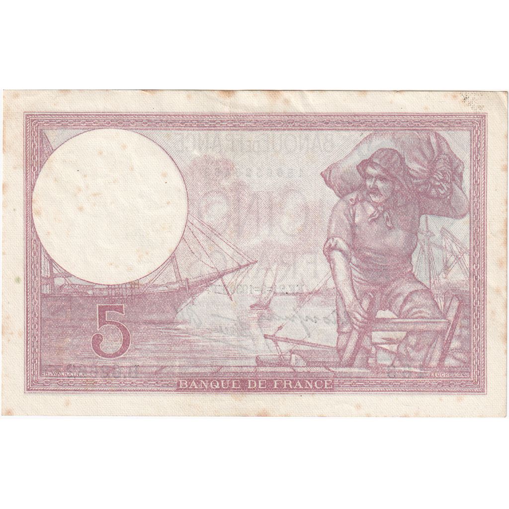 França, 5 Francs, Violet, 1939-09-21, B.62662, EF(40-45)