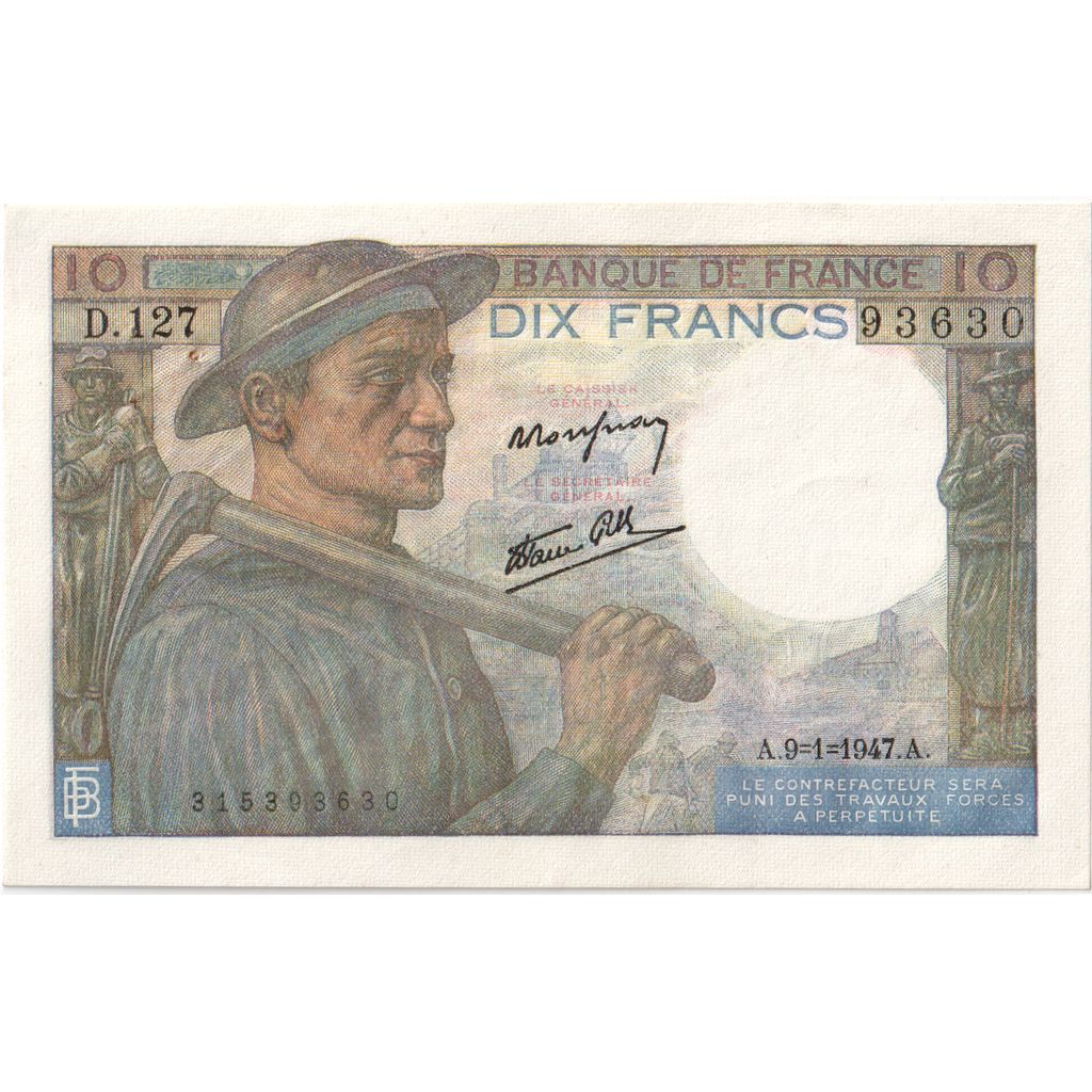 Francia, 10 Francs, Mineur, 1947-01-09, D.127, SPL