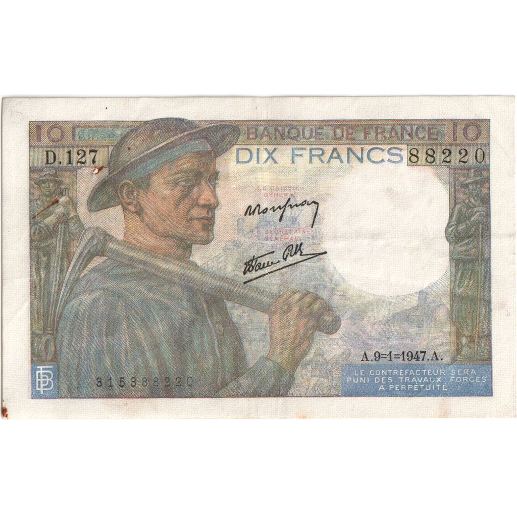 France, 10 Francs, Mineur, 1947-01-09, D.127, TTB