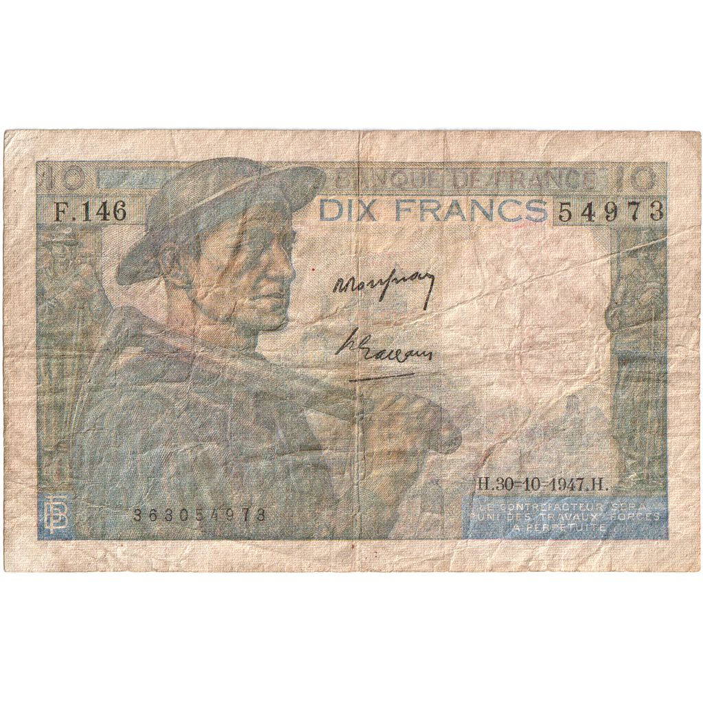 France, 10 Francs, Mineur, 1947-10-30, F.146 353, TB