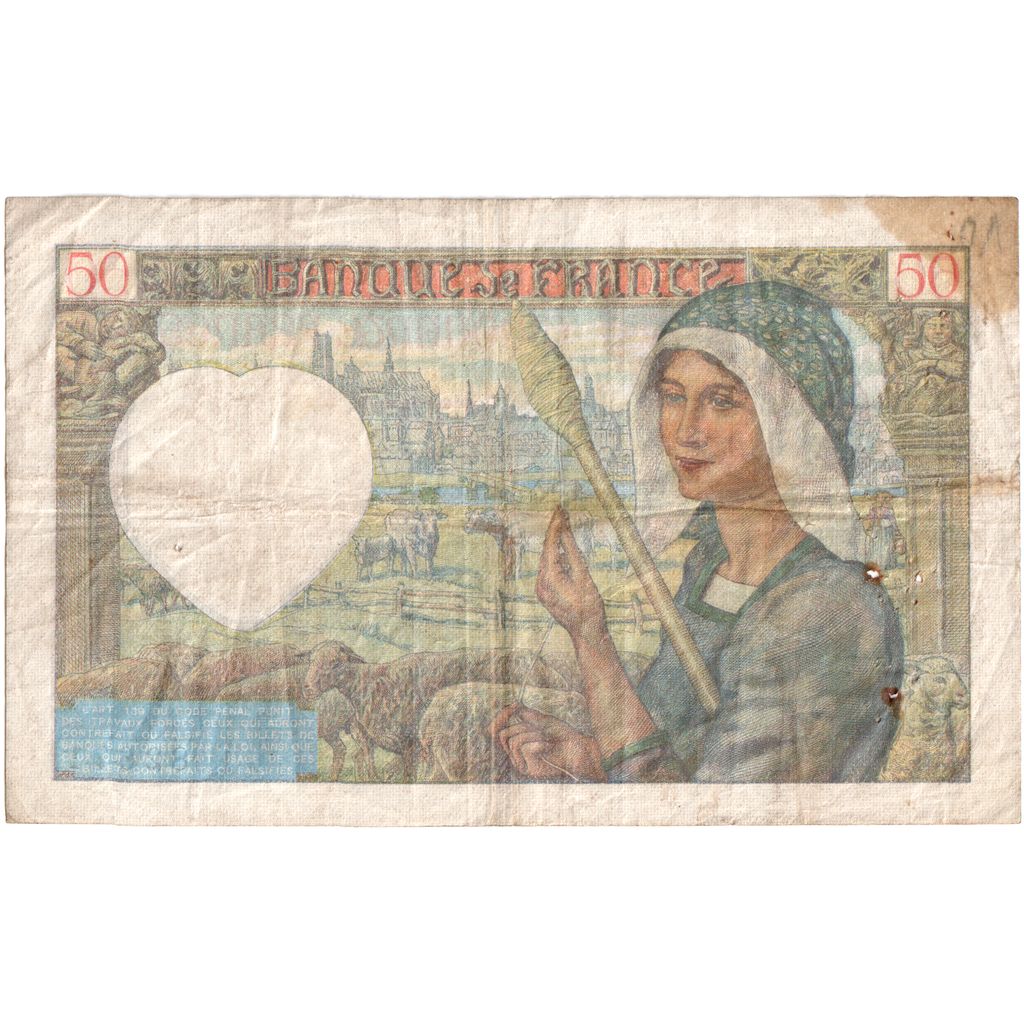 Francia, 50 Francs, Jacques Coeur, 1940-06-13, S.8, BC
