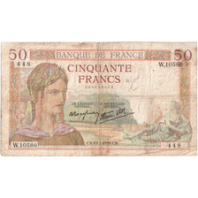 France, 50 Francs, Cérès, 1939-07-13, W.10586, VF(20-25)