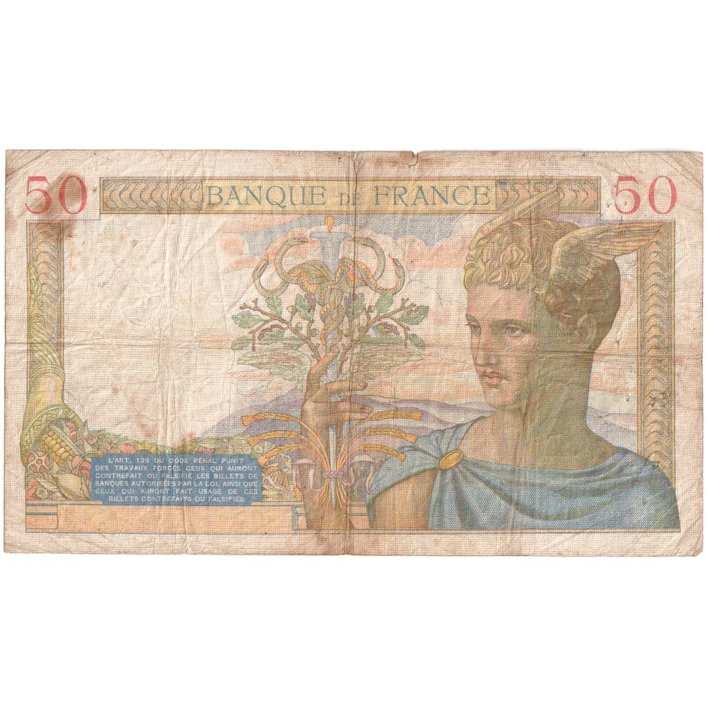 Frankrijk, 50 Francs, Cérès, 1939-07-13, W.10586, TB