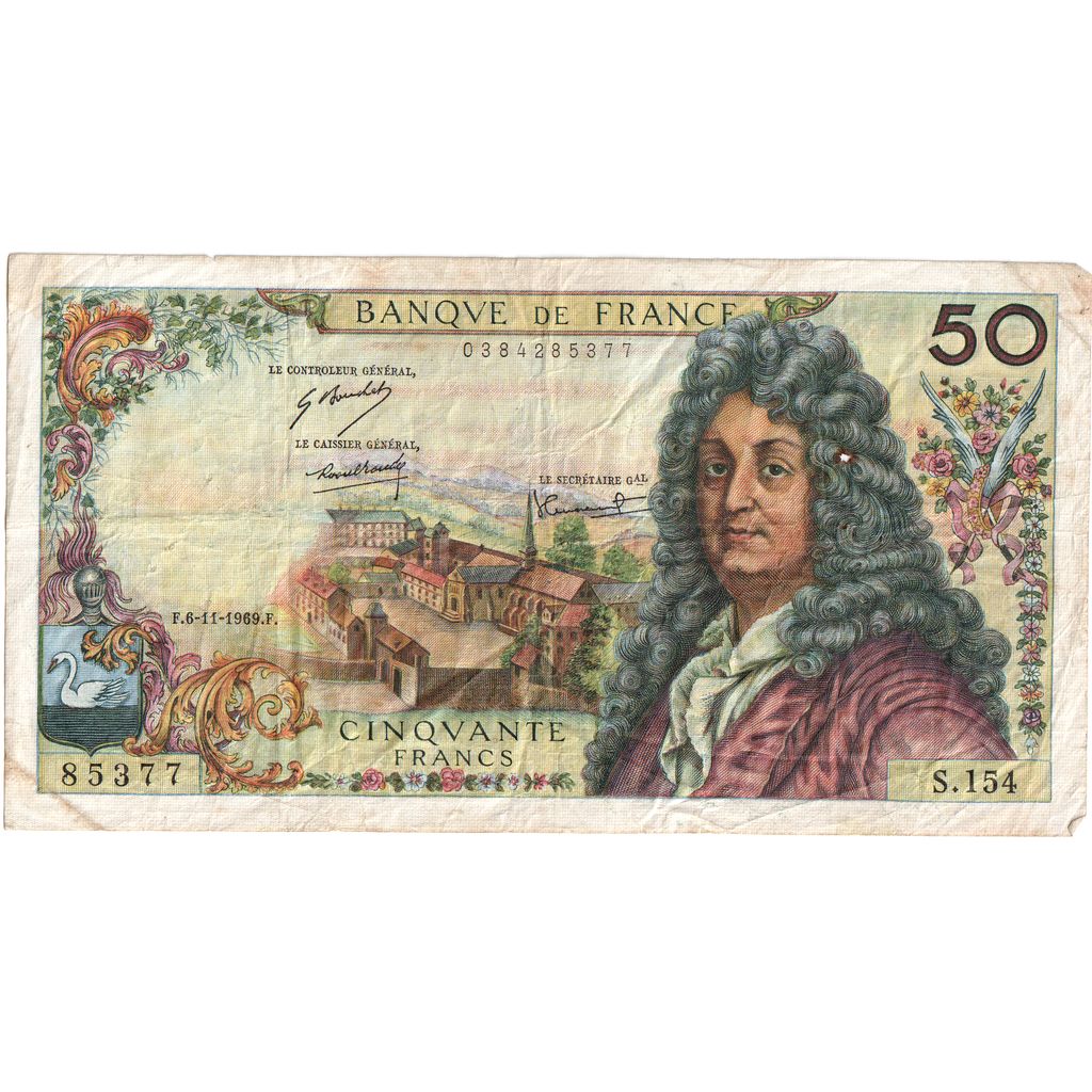 France, 50 Francs, Racine, 1969-11-06, S.154, VF(30-35)