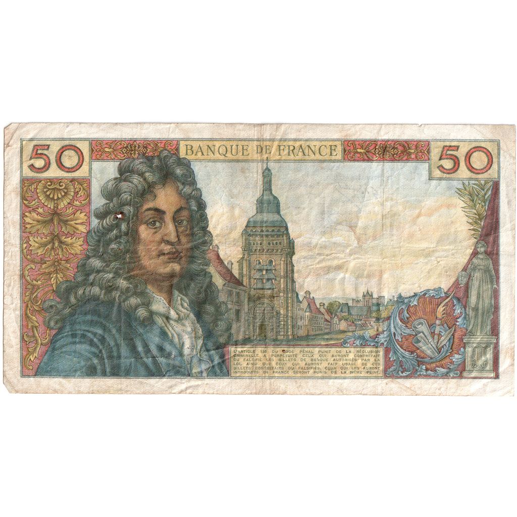 France, 50 Francs, Racine, 1969-11-06, S.154, VF(30-35)