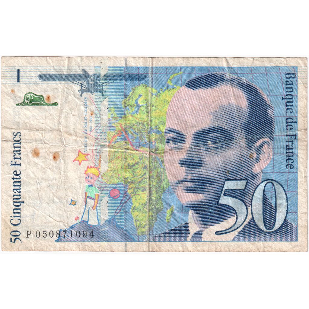 France, 50 Francs, St Exupéry, P050871094, VF(30-35)