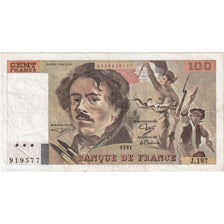 France, 100 Francs, Delacroix, J.187, EF(40-45)