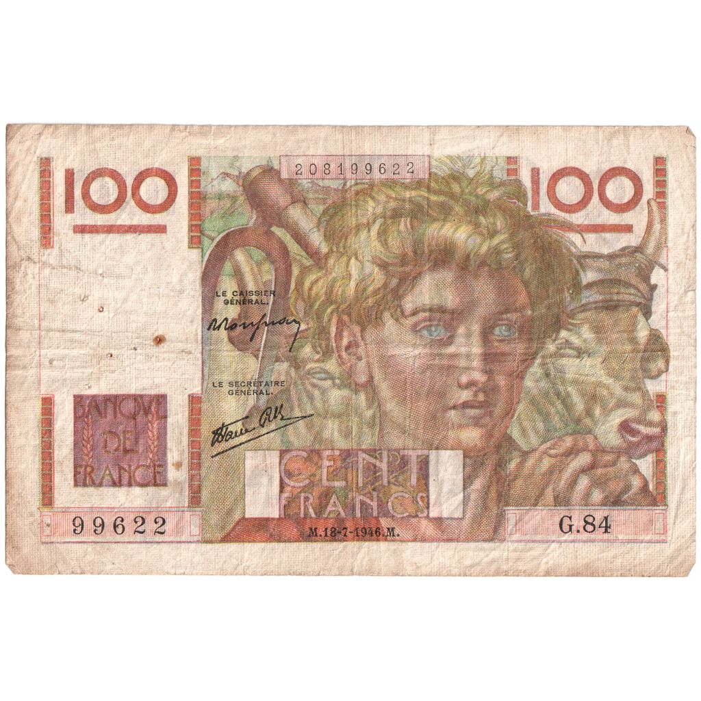 France, 100 Francs, Jeune Paysan, 1946-07-18, G.84, TB