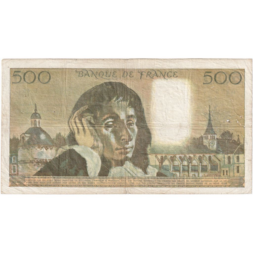 France, 500 Francs, Pascal, 1974-12-05, U.45, VF(30-35)