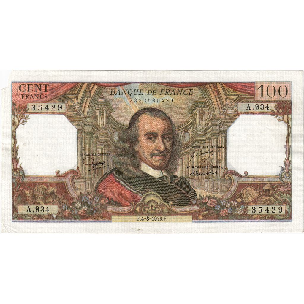 Francja, 100 Francs, Corneille, 1976-03-04, A.934, VF(20-25)