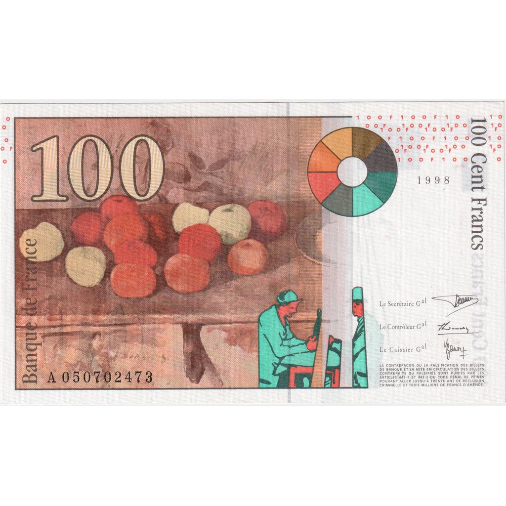 França, 100 Francs, Cézanne, A050702473, UNC(65-70)