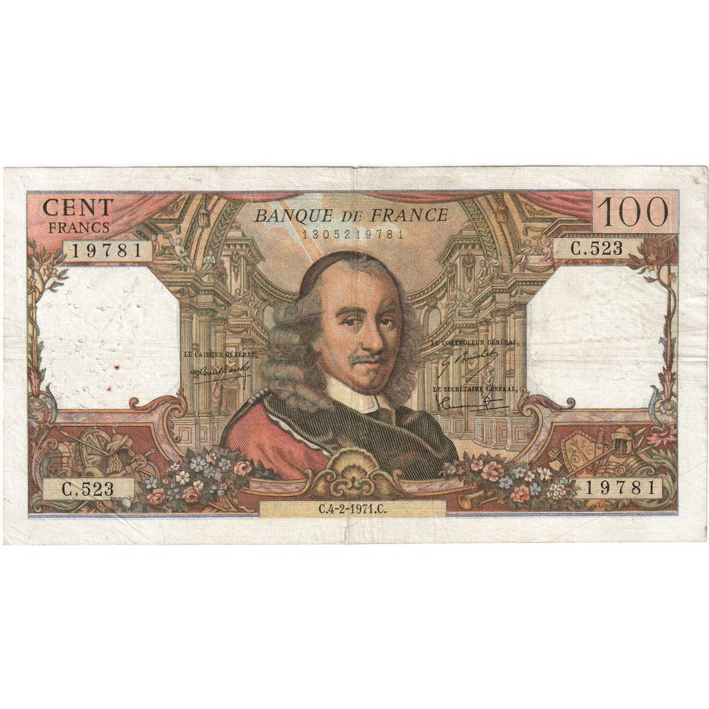 França, 100 Francs, Corneille, 1971-02-04, C.523, VF(30-35)