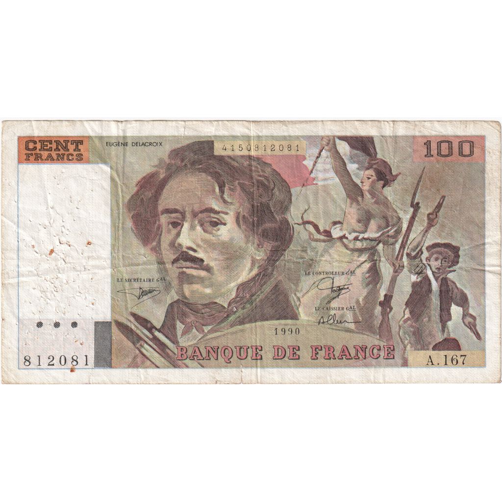 Frankreich, 100 Francs, Delacroix, A.167, S+