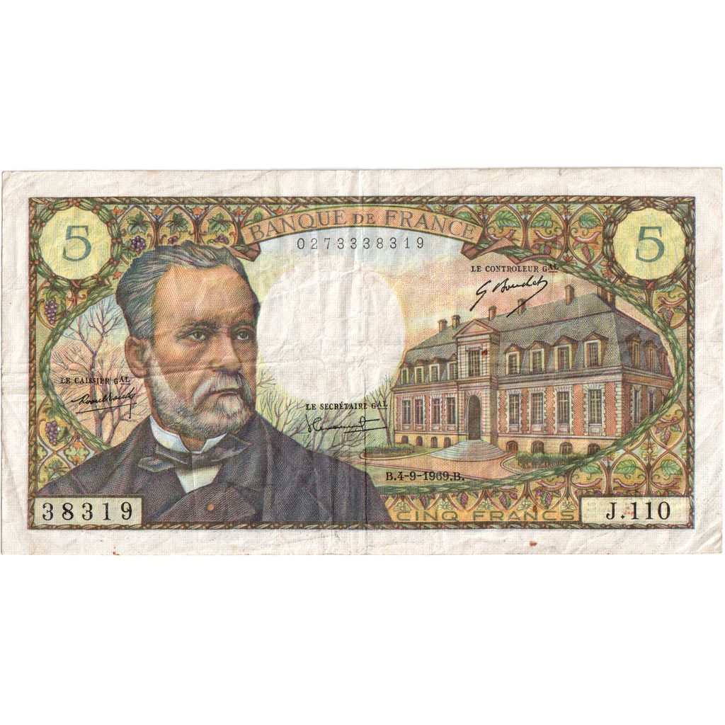 Frankrijk, 5 Francs, Pasteur, 1969-09-04, J.110, TTB