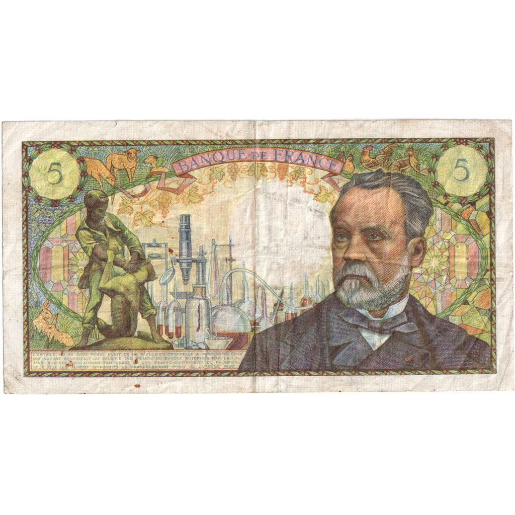 Frankrijk, 5 Francs, Pasteur, 1969-09-04, J.110, TTB