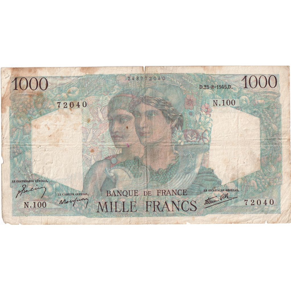 France, 1000 Francs, Minerve et Hercule, 1945-04-26, N.100, TB