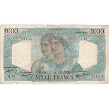 France, 1000 Francs, Cérès et Mercure, 1945-06-28, Q.55, VF(20-25)