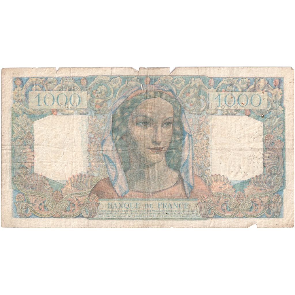 France, 1000 Francs, Cérès et Mercure, 1945-06-28, Q.55, VF(20-25)