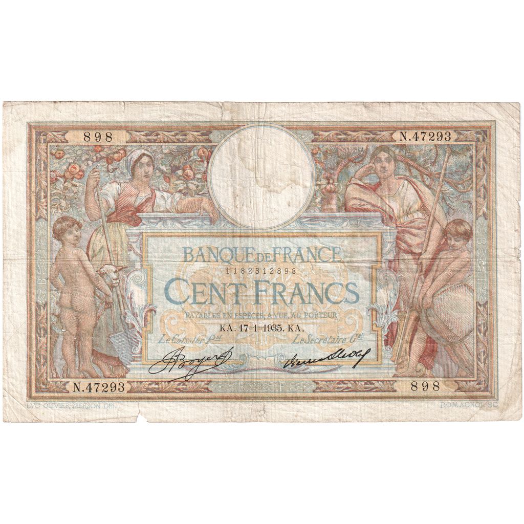 Francja, 100 Francs, Luc Olivier Merson, 1935-01-17, N.47293, VF(20-25)